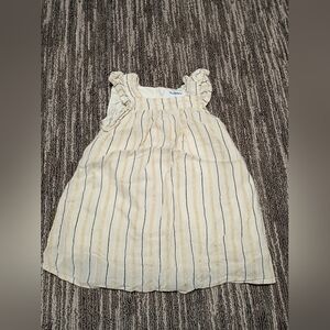 Old Navy Cream and Tan Striped Kids Dress Size 2T